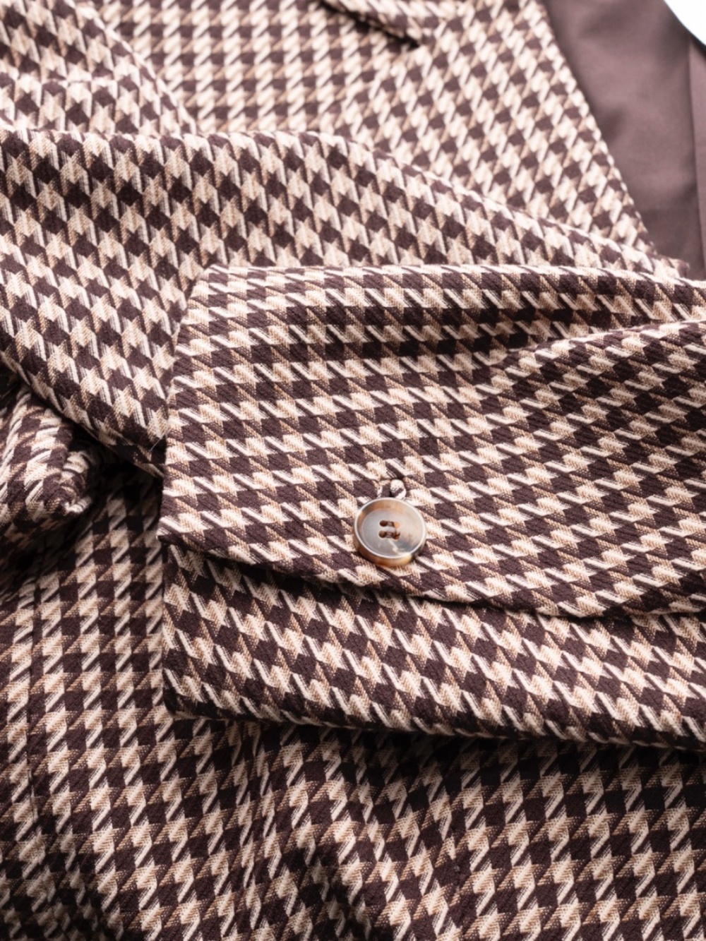 Anne Klein - Brown Houndstooth Single-Button Blazer - Picture 7 of 8